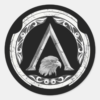 Spartan Eagle Grekiska Shield Classic Round Sticke Runt Klistermärke