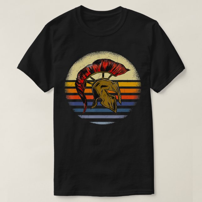 Spartan Gladiator Warrior Sparta Helmet Retro Sol T Shirt (Design framsida)
