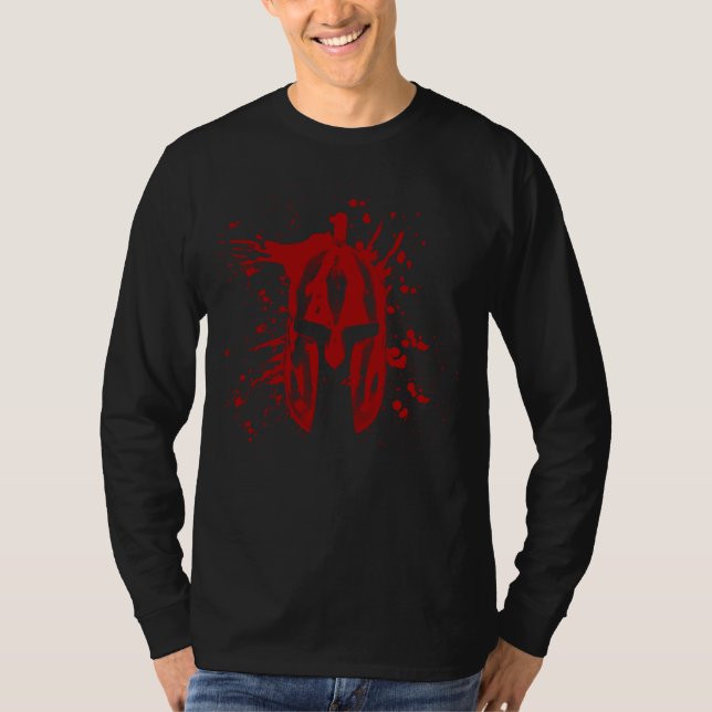 Spartan Helmet American Spartan Molon Labe Blood T Shirt (Framsida)
