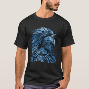 Spartan Helmet Blue Gym Gladiator Warrior Mytholog T Shirt