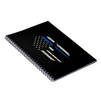 Spartan Helmet Blue Line Flagga Anteckningsbok