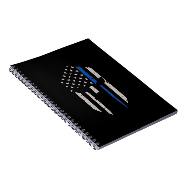 Spartan Helmet Blue Line Flagga Anteckningsbok (Högra Sidan)