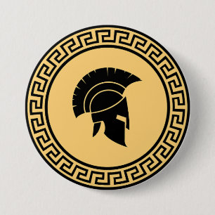 Spartan Helmet Bold Black & Guld Design Knapp
