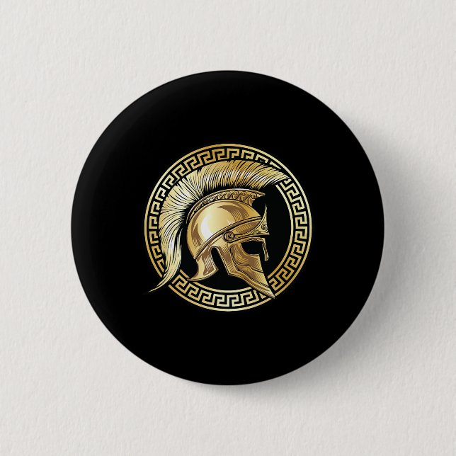 Spartan Helmet Guld Gladiator Sparta Grekiska work Knapp (Framsida)