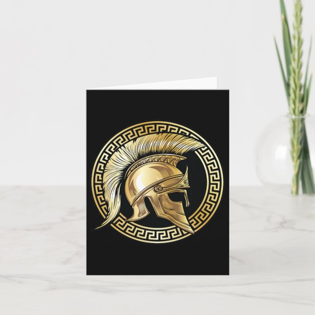 Spartan Helmet Guld Gladiator Sparta Grekiska work Kort (Framsida)