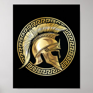 Spartan Helmet Guld Gladiator Sparta Grekiska work Poster