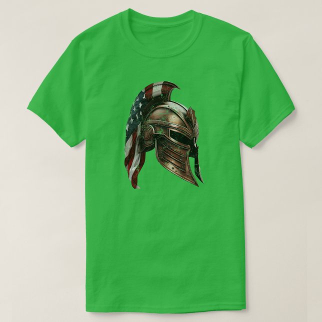 Spartan Helmet med en amerikansk Flagga T Shirt (Design framsida)