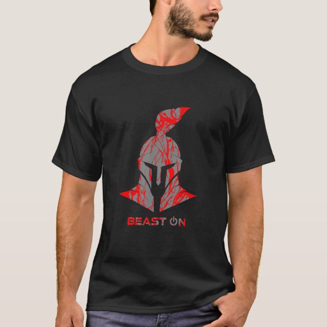 Spartan Helmet Red Gladiator Helmet Beast på gym F T Shirt (Framsida)