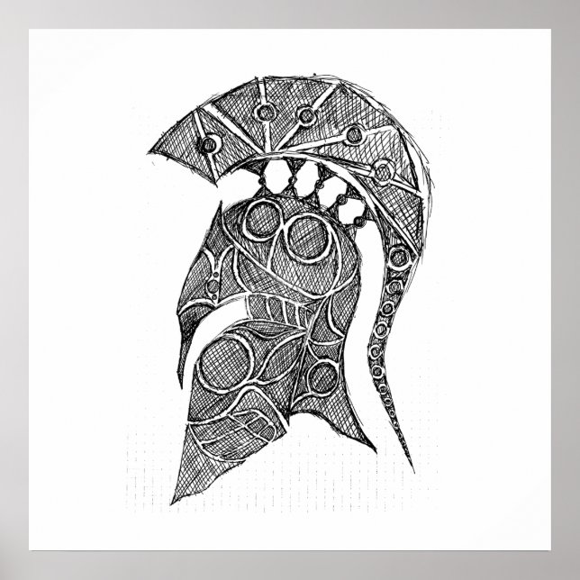 Spartan Helmet Sketch Poster (Framsidan)