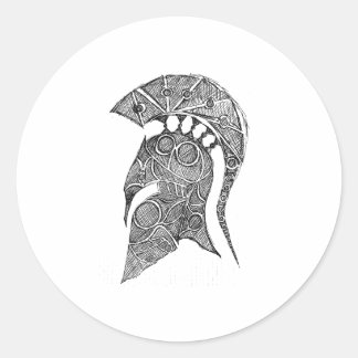 Spartan Helmet Sketch Runt Klistermärke