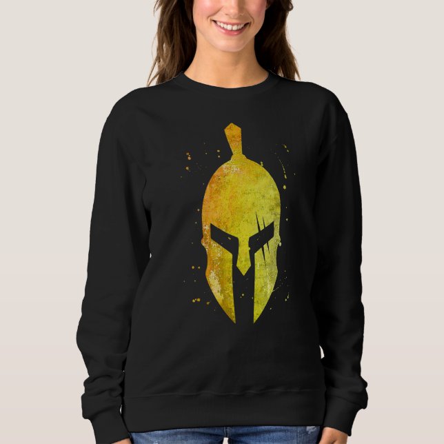 Spartan Helmet Symbol Guld Sparta Gladiator Workou T Shirt (Framsida)