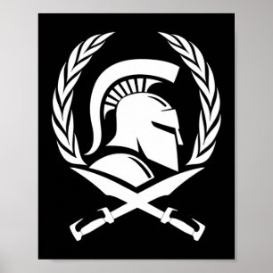 Spartan Helmet Utandning och svärd Poster