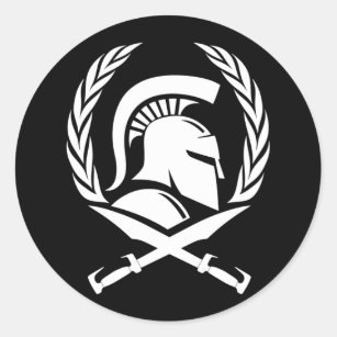 Spartan Helmet Utandning och svärd Runt Klistermärke