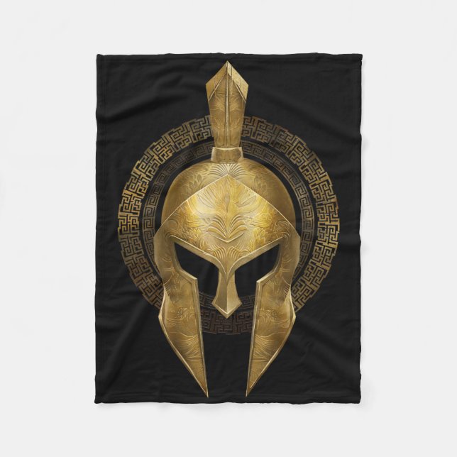 Spartan Helmet Warrior Guld Gladiator Sparta greki Fleecefilt (Framsidan)