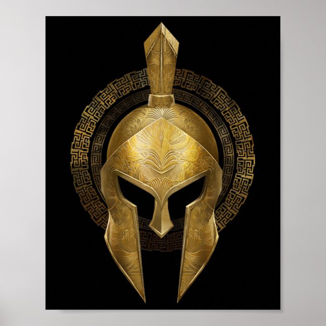 Spartan Helmet Warrior Guld Gladiator Sparta greki Poster (Framsidan)