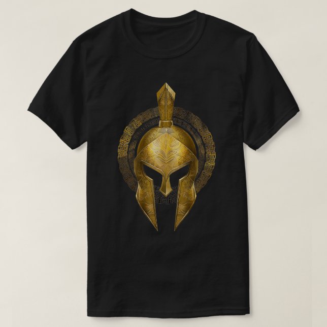 Spartan Helmet Warrior Guld Gladiator Sparta greki T Shirt (Design framsida)