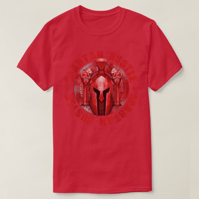 Spartan Hustle Red Workout Sparta Gladiator Motiv T Shirt (Design framsida)