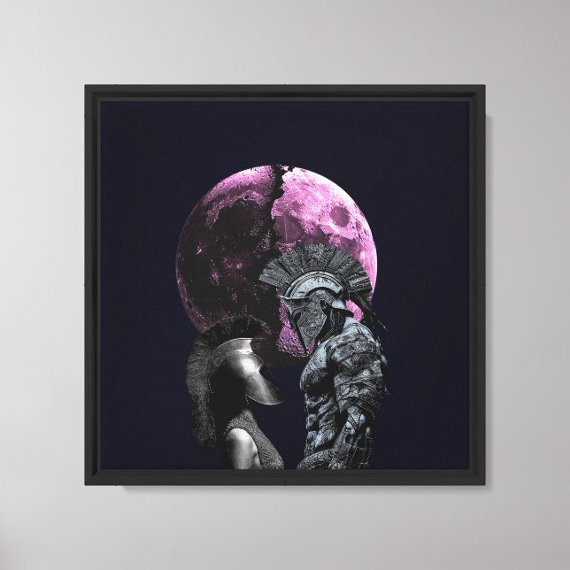 Spartan lite med Rosa Måne Fantasy Art Canvastryck (Framsida)