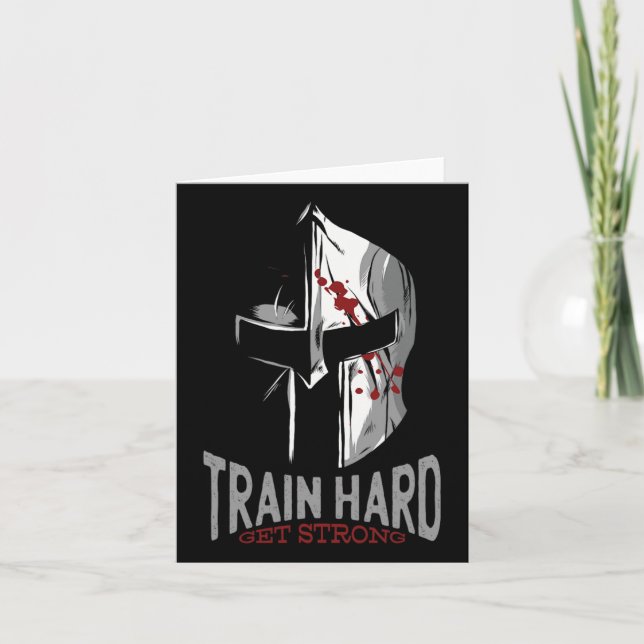 Spartan Sparta Helmet Gym Motivation Gift Kort (Framsida)