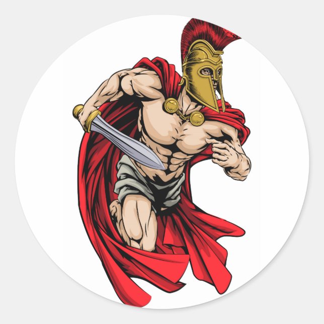 Spartan sportmascot runt klistermärke (Framsida)