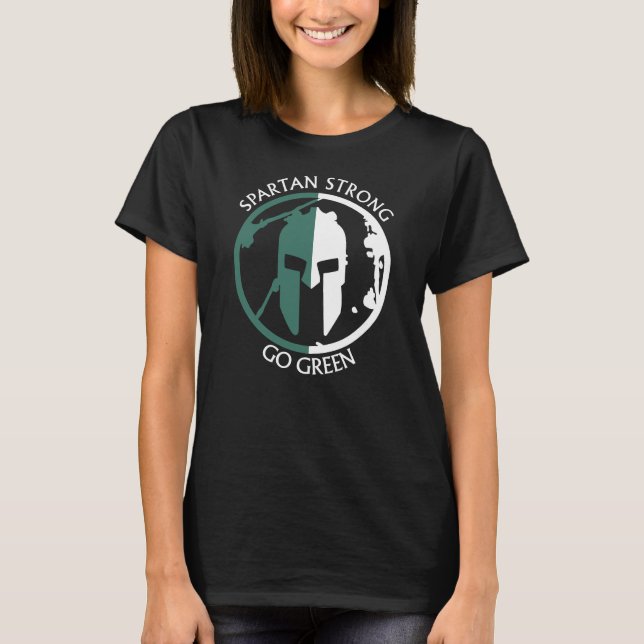 Spartan Strong Go Green spartan Warrior T Shirt (Framsida)