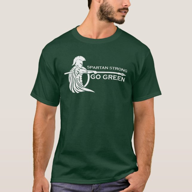 Spartan Strong Go Green Spartan Warriors T Shirt (Framsida)