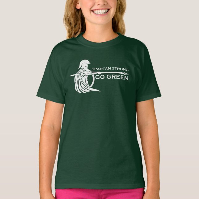 Spartan Strong Go Green Spartan Warriors T Shirt (Framsida)