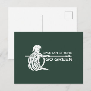 Spartan Strong Go Green Spartan Warriors Vykort
