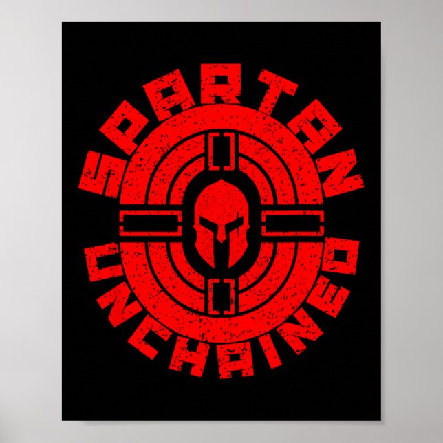 Spartan Unchached Bodybuilding Warrior Tävling Gym Poster (Framsidan)