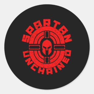 Spartan Unchached Bodybuilding Warrior Tävling Gym Runt Klistermärke