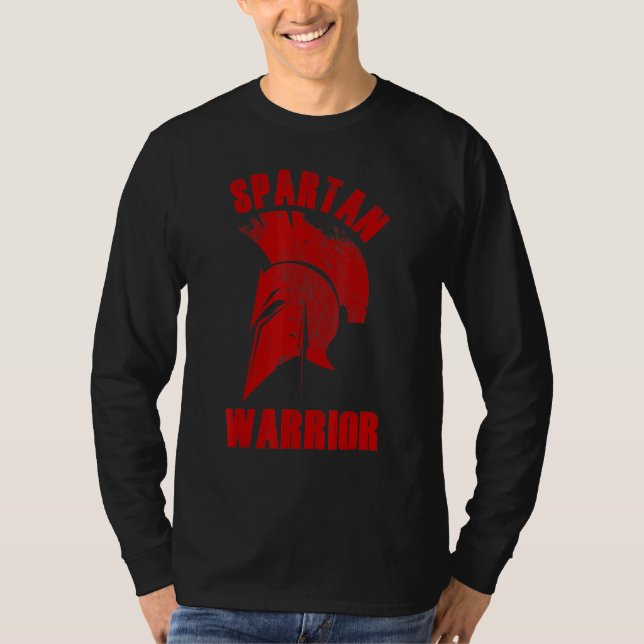 Spartan Warrior Ancient Greece Spartan Helmet Spea T Shirt (Framsida)