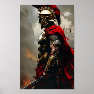 Spartan Warrior Poster på Gröntens bakgrund