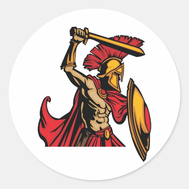 Spartan Warrior Stickers Runt Klistermärke (Framsida)
