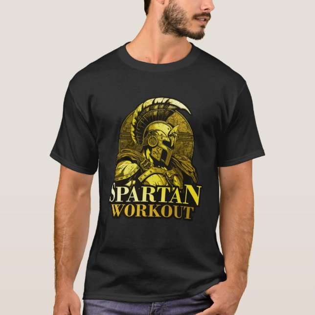 Spartan Workout Greek Gladiator Gym Sparta Mytholo T Shirt (Framsida)