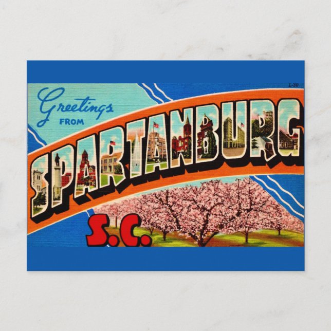 Spartanburg SC Hälsnings vykort (Framsida)