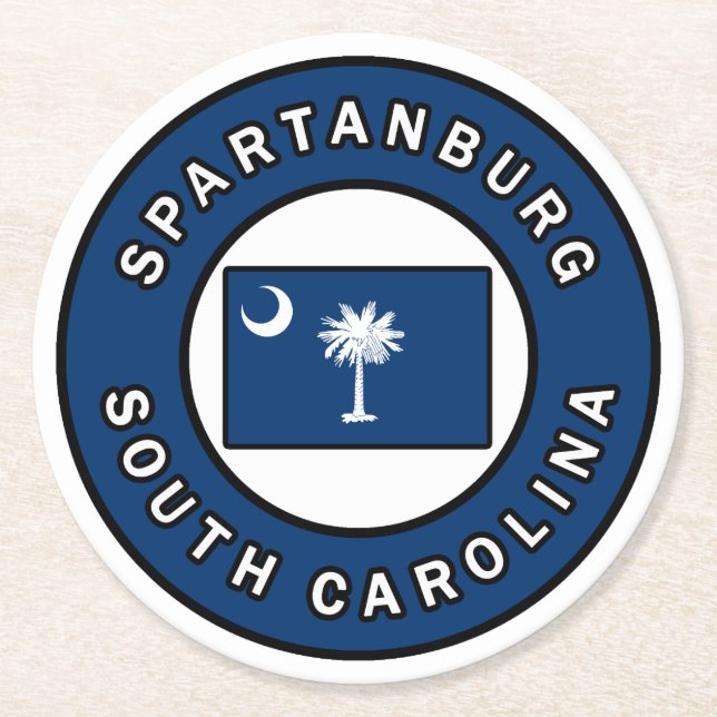 Spartanburg South Carolina Underlägg Papper Rund (Framsidan)
