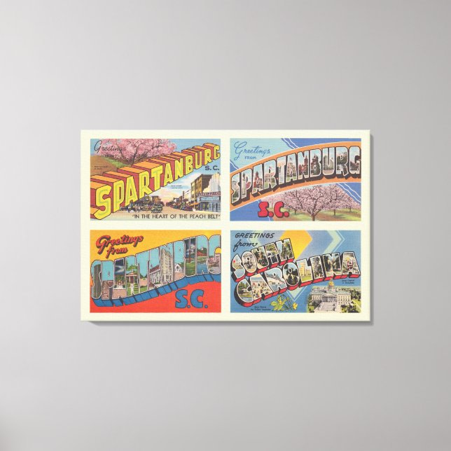 Spartanburg South Carolina Vintage Postcard Canvastryck (Framsida)