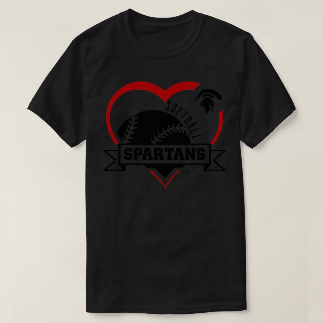 Spartans Softball Heart Sport T Shirt (Design framsida)
