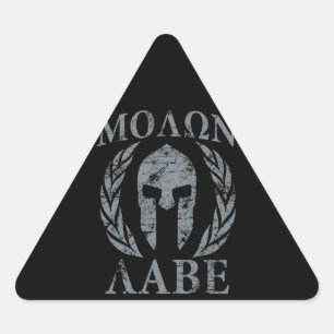 Spartansk Armor för Molon Labe Grunge Triangelformat Klistermärke