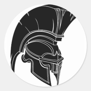 Spartansk eller trojan hjälm runt klistermärke