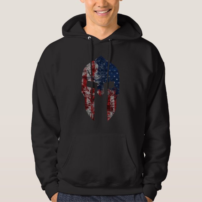 Spartansk grymtningstilamerikan hoodie (Framsida)