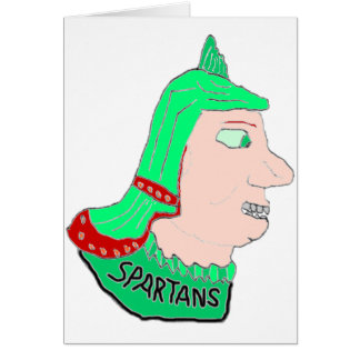 Spartansk Head logotypgrönt/rött/persika Hälsningskort