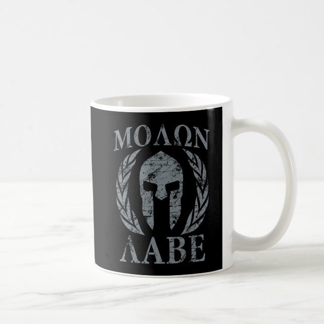 Spartansk hjälm för Molon Labe Grunge Kaffemugg (Höger)