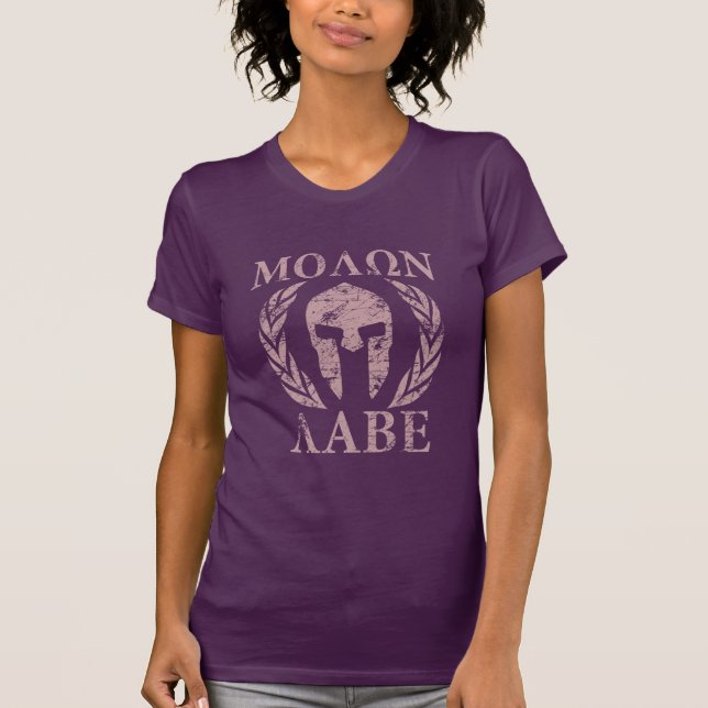 Spartansk hjälm för Molon Labe Grunge T Shirt (Framsida)