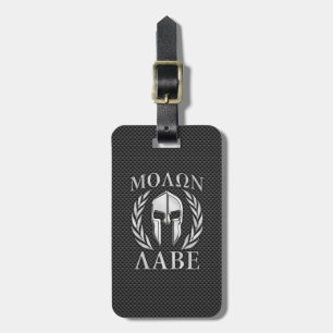 Spartansk hjälm för Molon Labe krom på kolfiber Bagagebricka