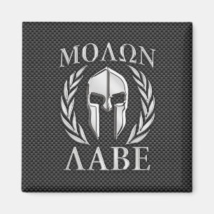 Spartansk hjälm för Molon Labe krom på kolfiber Magnet