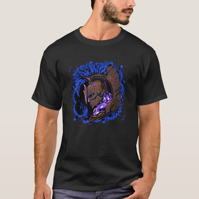 Spartansk hjälm Grekisk gladiator Gymm Mythologi T T Shirt (Framsida)