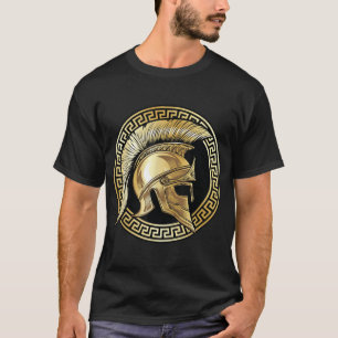 Spartansk hjälm Guld Gladiator Sparta Grekisk Gym T Shirt
