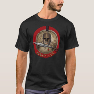 Spartansk hjälm Molon Labe Röd bakgrund T-shirt