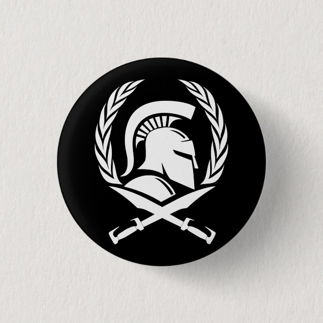 Spartansk hjälmkrans och svärd knapp (Framsida)